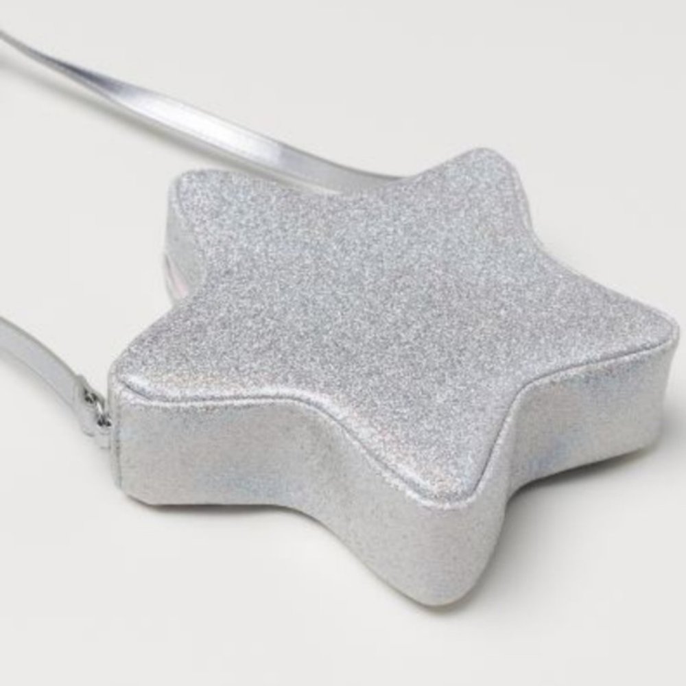 H&M sparkly star silver glitter purse children's kids pretend play bag